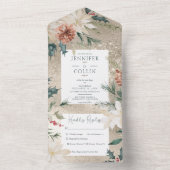 Rustikales Weihnachtsfest Pine Gold Dinner All In One Einladung (Innen Boden)