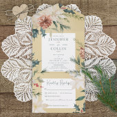 Rustikales Weihnachtsfest Pine Gold Dinner All In One Einladung