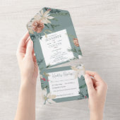 Rustikales Weihnachtsfest Pine Sage Green Dinner All In One Einladung (Abreißen)