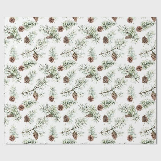 Rustikales Weihnachtsfest Pinecone Branchen Gesche Geschenkpapier (Flach)