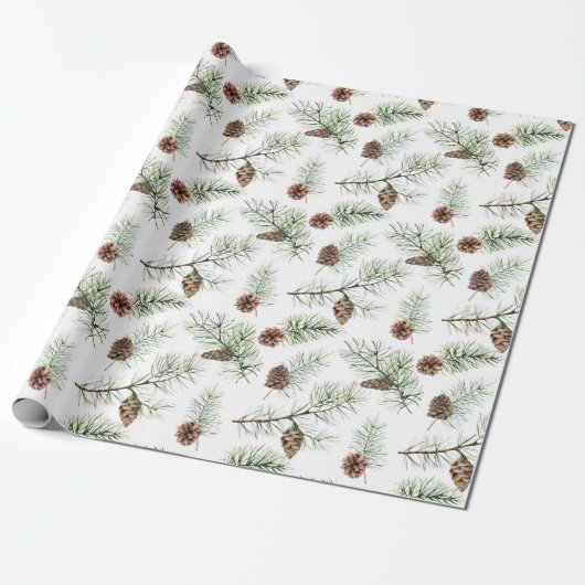 Rustikales Weihnachtsfest Pinecone Branchen Gesche Geschenkpapier (Ungerollt)