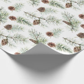 Rustikales Weihnachtsfest Pinecone Branchen Gesche Geschenkpapier (Ecke)