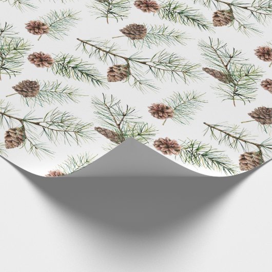 Rustikales Weihnachtsfest Pinecone Branchen Gesche Geschenkpapier (Ecke)
