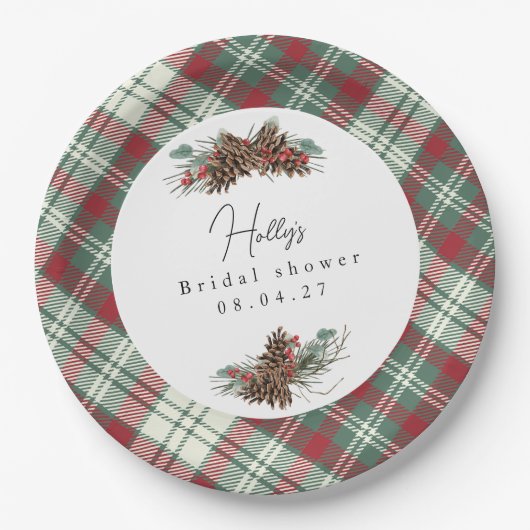 Rustikales Weihnachtsfest - Pinecone & Pine Pappteller (Vorderseite)