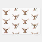 Rustikales Weihnachtsfest Rentier Antler Ornamente Geschenkpapier Set (Vorderseite)