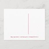 Rustikales Weihnachtsfest Rett Datum | Tree & Red Ankündigungspostkarte (Rückseite)