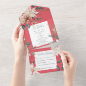 Rustikales Weihnachtsfest Rotes Abendessen All In One Einladung (Abreißen)