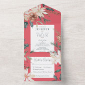 Rustikales Weihnachtsfest Rotes Abendessen All In One Einladung (Innen Boden)