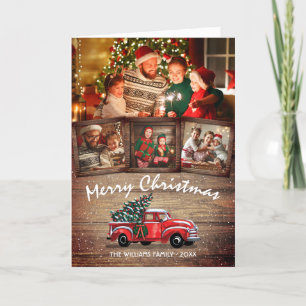 Rustikales Weihnachtsfest Vintager Red Truck 4 Fot Feiertagskarte