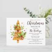 Rustikales Weihnachtsfest Weihnachts-Brunch Einladung (Stehend Vorderseite)