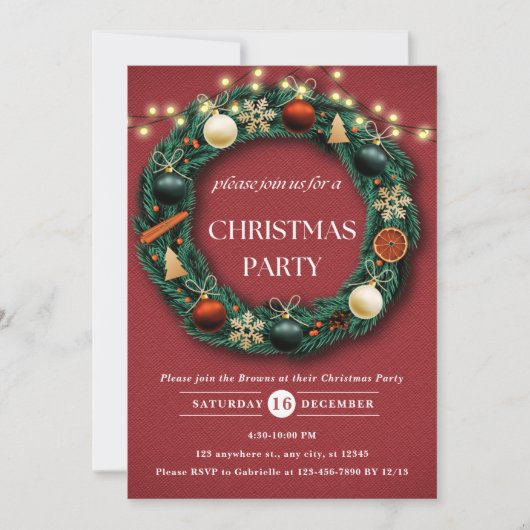 Rustikales Weihnachtsfest Weihnachts-Party Einladung (Vorderseite)