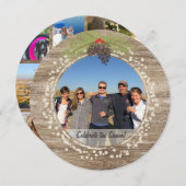 Rustikales Weihnachtsfoto Collage Wood & Pine Cone Einladung (Vorne/Hinten)