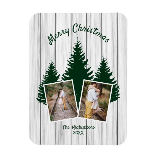 Rustikales Weihnachtsfoto Wald Magnet (Vertikal)