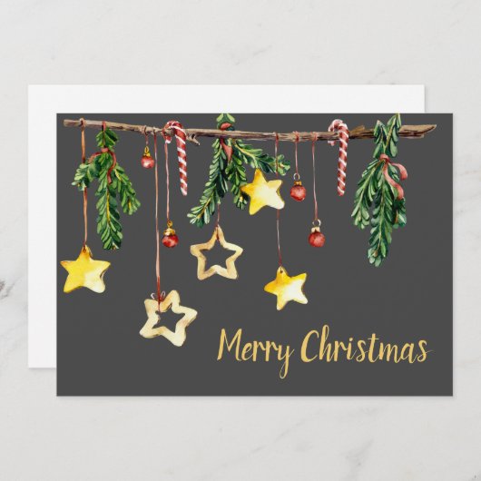 Rustikales Weihnachtsgarland Feiertagskarte (Vorne/Hinten)