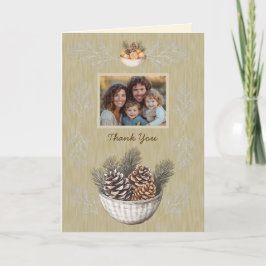 Rustikales Weihnachtsgebäck Foto Kiefernzweige Dankeskarte