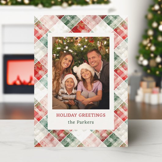 Rustikales Weihnachtsgebäck Kariertes Foto Feiertagskarte