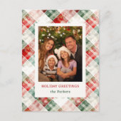 Rustikales Weihnachtsgebäck Kariertes Foto Feiertagspostkarte (Vorderseite)