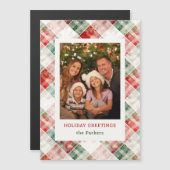 Rustikales Weihnachtsgebäck Kariertes Foto Magnetkarte (Vorne/Hinten)