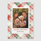 Rustikales Weihnachtsgebäck Kariertes Foto Magnetkarte (Vorderseite)
