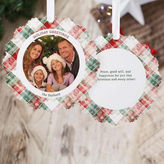 Rustikales Weihnachtsgebäck Kariertes Foto Ornament Karte