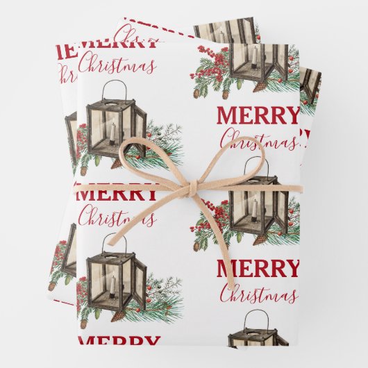 Rustikales Weihnachtsgebäck Laterne Pine Berries Geschenkpapier Set (Beispiel)