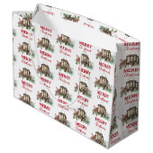 Rustikales Weihnachtsgebäck Laterne Pine Berries Große Geschenktüte (Rückseite Schrägansicht)