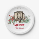 Rustikales Weihnachtsgebäck Laterne Pine Berries Pappteller (Vorderseite)