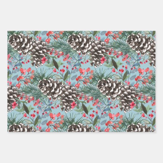 Rustikales Weihnachtsgebäck Pinecones & Berries Geschenkpapier Set (Vorderseite 3)