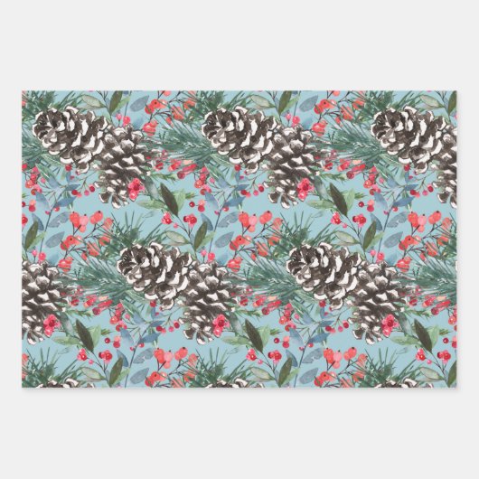 Rustikales Weihnachtsgebäck Pinecones & Berries Geschenkpapier Set (Vorderseite 2)