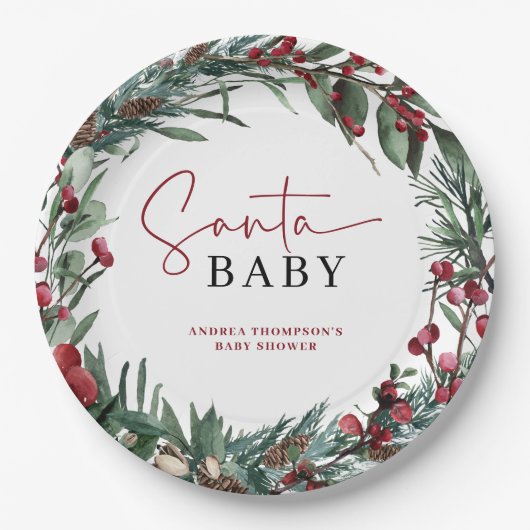 Rustikales Weihnachtsgebäck Weihnachtsdusche Pappteller (Vorderseite)