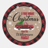 Rustikales Weihnachtsgeschenk-Aufkleber Runder Aufkleber (Vorderseite)