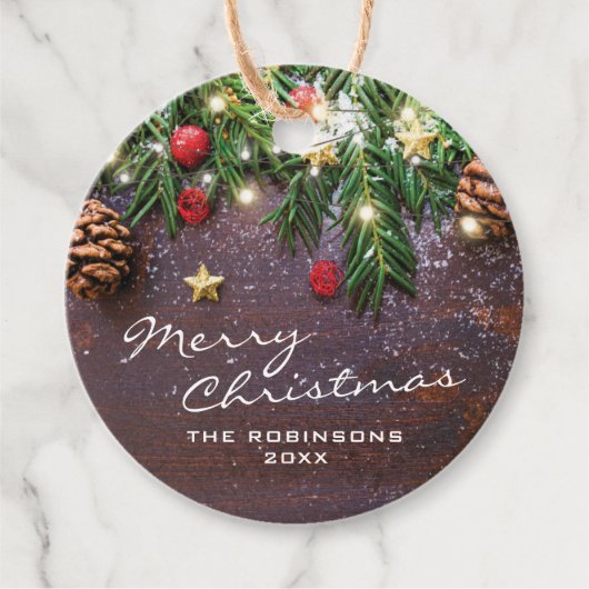 Rustikales Weihnachtsgeschenk Geschenkanhänger (Vorderseite)