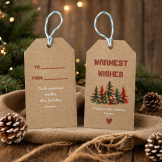 Rustikales Weihnachtsgeschenk-Tag | Warmste Wünsch Geschenkanhänger