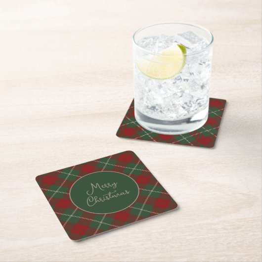 Rustikales Weihnachtsgeschenk Tartan Kariertes Mus Rechteckiger Pappuntersetzer (Vor Ort)