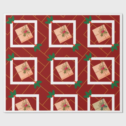 Rustikales Weihnachtsgeschenk Wrapping Paper mit H Geschenkpapier (Flach)