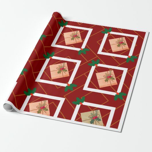 Rustikales Weihnachtsgeschenk Wrapping Paper mit H Geschenkpapier (Ungerollt)