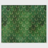 Rustikales Weihnachtsgoldgrün niedliche Antlers Mu Geschenkpapier (Flach)