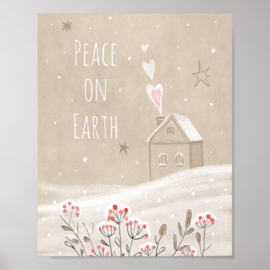Rustikales Weihnachtshaus im Schnee Poster (Vorne)