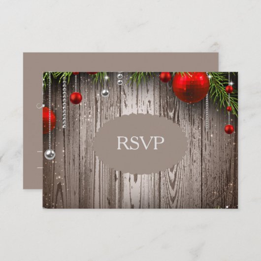 Rustikales Weihnachtshochzeits-Einladung UAWG RSVP Karte (Vorne/Hinten)