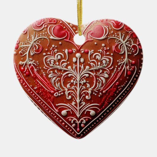 Rustikales Weihnachtskeks dekoriert Urlaub Keramik Ornament (Vorne)