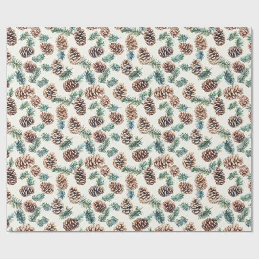 Rustikales Weihnachtskiefernmuster Geschenkpapier (Flach)
