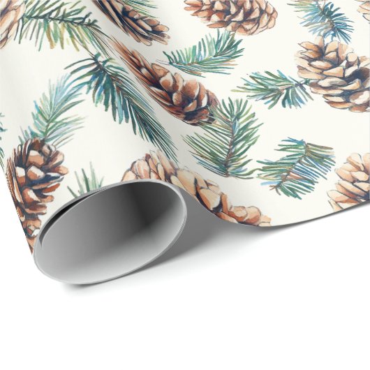 Rustikales Weihnachtskiefernmuster Geschenkpapier (Rolleneckpunkt)