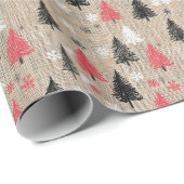 Rustikales Weihnachtsklima mit Bäumen und Schneefl Geschenkpapier (Rolleneckpunkt)