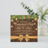 Rustikales Weihnachtskonzept Party Gold Decke Einladung (Stehend Vorderseite)