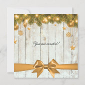 Rustikales Weihnachtskonzept Party Gold Decke Einladung (Rückseite)