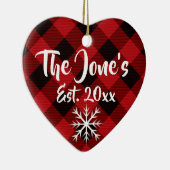 Rustikales Weihnachtskonzept Roter Büffel kariert Keramik Ornament (Rechts)