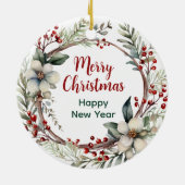 Rustikales Weihnachtskraut Keramik Ornament (Hinten)