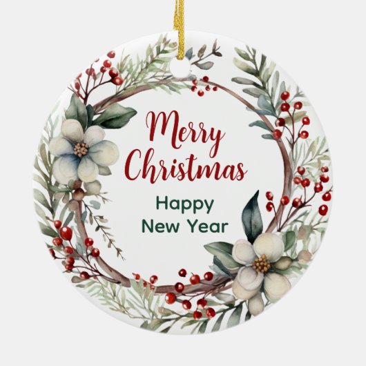 Rustikales Weihnachtskraut Keramik Ornament (Hinten)