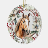 Rustikales Weihnachtskraut Sorrel Rotes Pferd Keramik Ornament (Links)