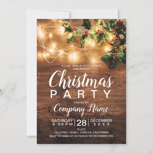 Rustikales Weihnachtsland Unternehmen mistletoligh Einladung (Vorderseite)